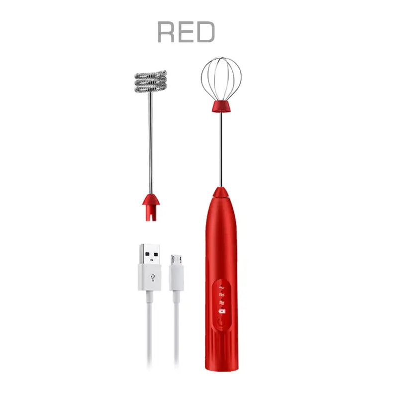 Rechargeable Electric Handheld Milk Frother with 2 Whisks
