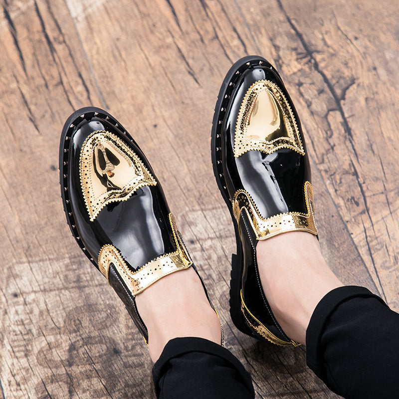 Men's Casual Bright Pointed Toe Leather Shoes