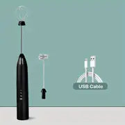 Rechargeable Electric Handheld Milk Frother with 2 Whisks