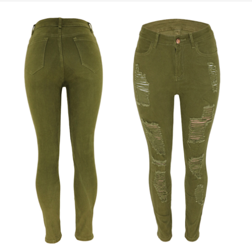 Brown Ripped Skinny Jeans with Distressed Pockets