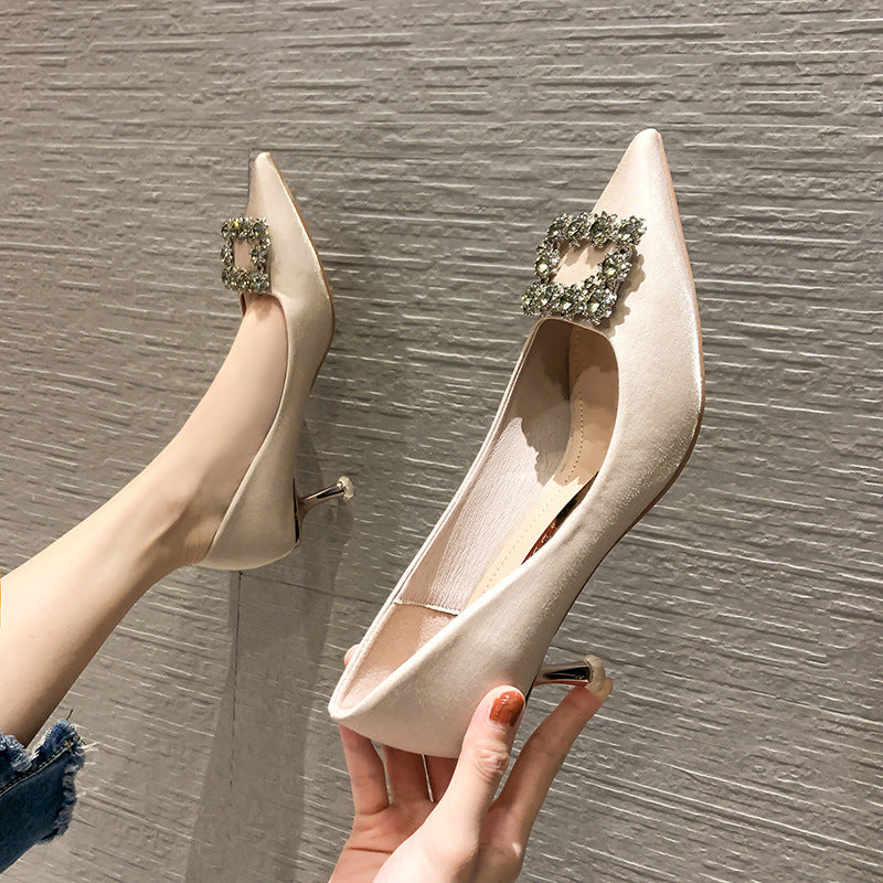 Elegant Satin Pointed Toe High Heel Women's Shoes