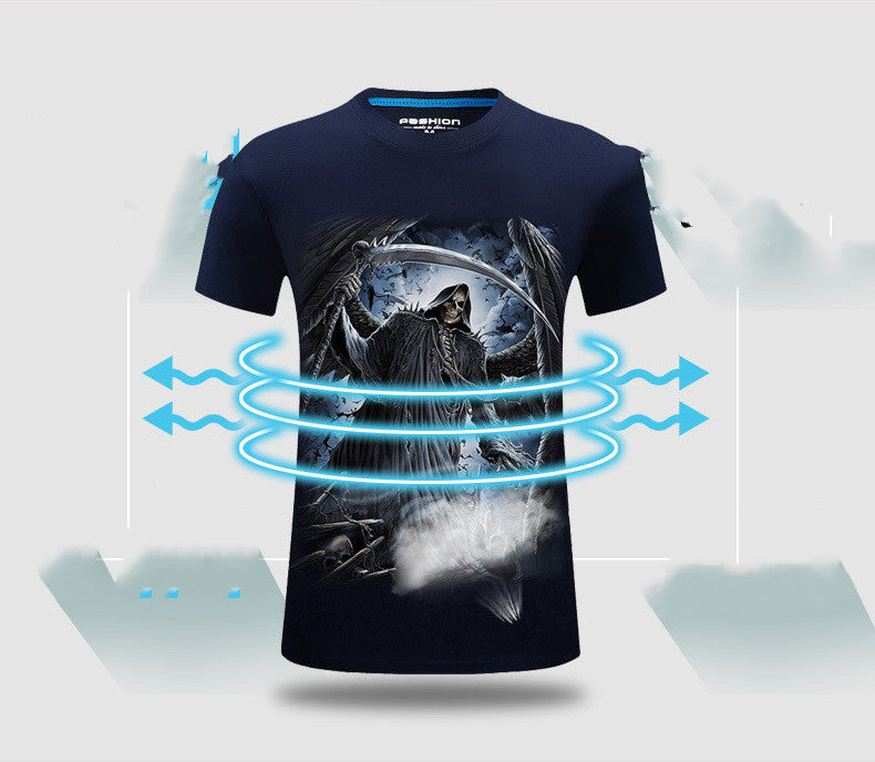 3D Printed Men's Short Sleeve T-Shirt with Skull Design