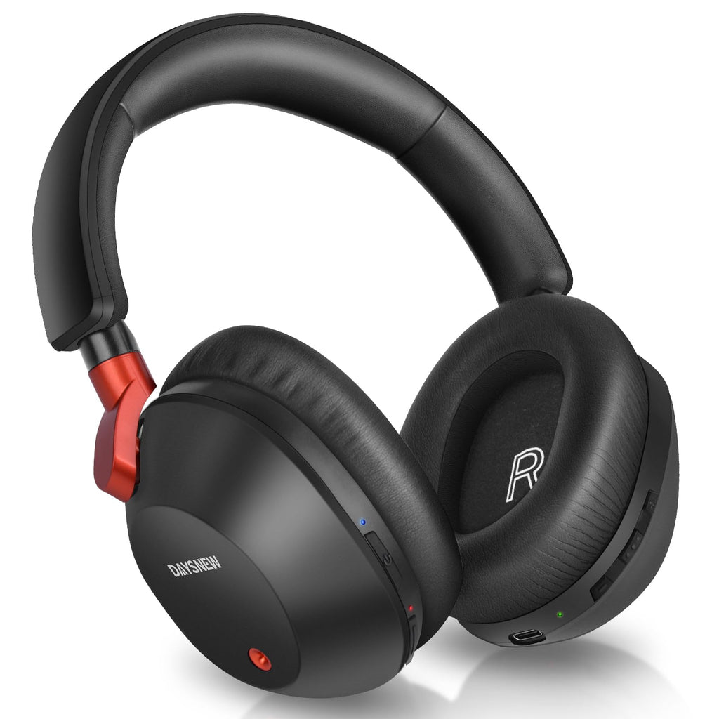 Daysnew Active Noise Cancelling Headphones 60H Playtime Hi-Res Audio Deep Bass Wireless Over Ear Bluetooth Headphones with MIC for Clear Calls Transparency Mode Comfortable for Office/Home