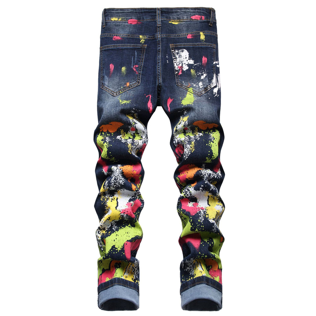 Men's Contrast Patch Slim Fit Fashion Jeans