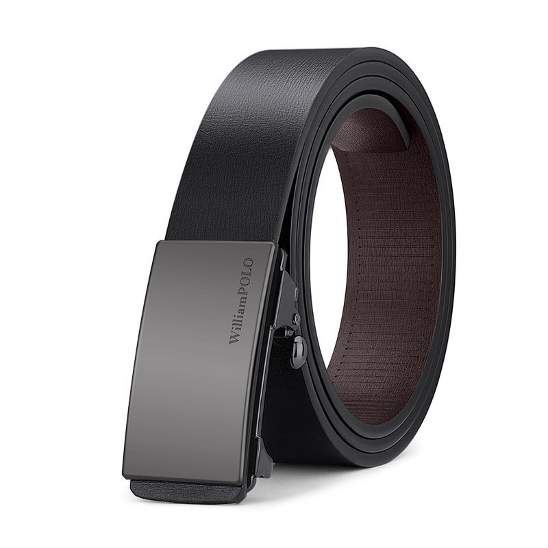 Genuine Leather Men's Belt with Automatic Buckle