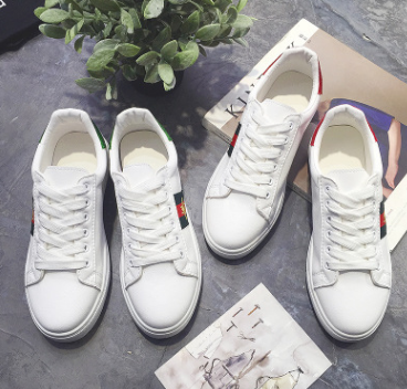 2020 Trendy Women's Casual Bee Flat White Sneakers