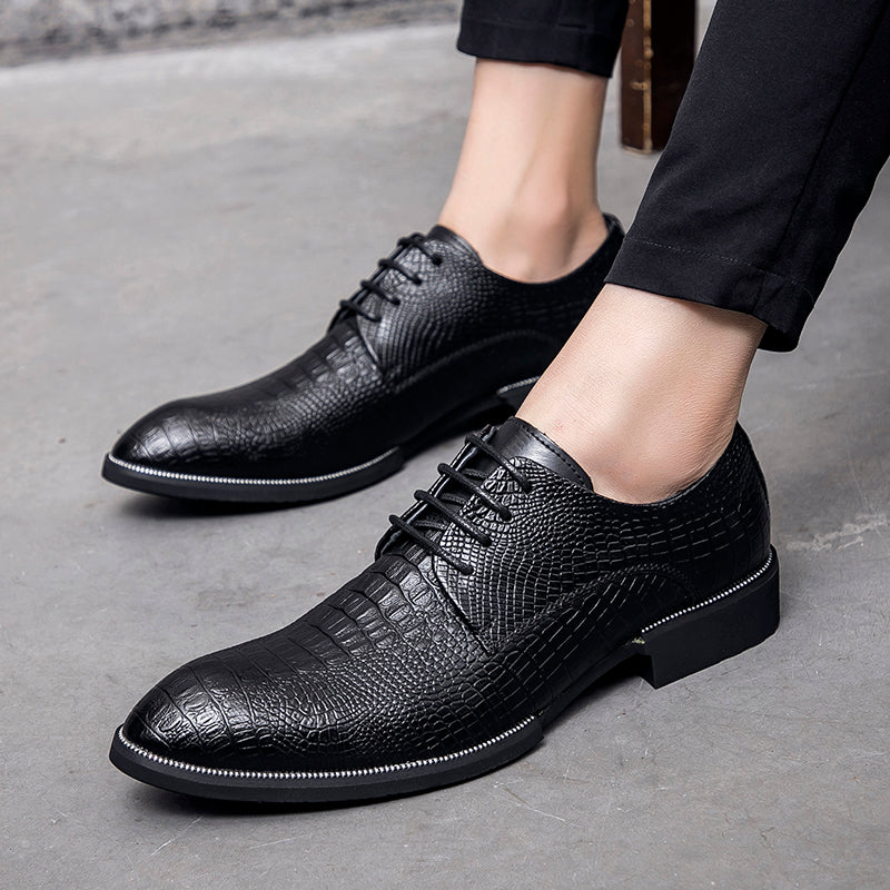 Men's Black Crocodile Pattern Dress Shoes (Business Style)