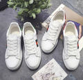 2020 Trendy Women's Casual Bee Flat White Sneakers