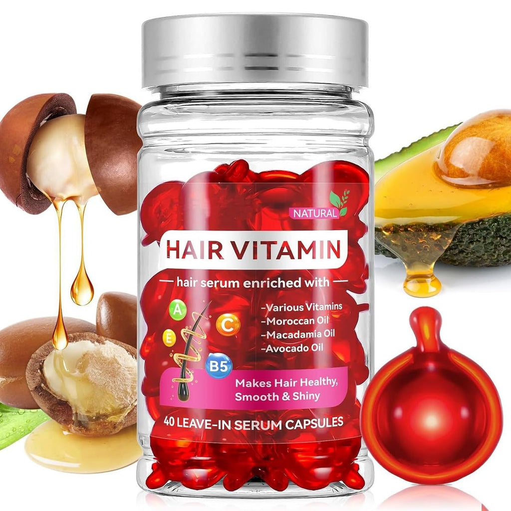 Hair Vitamins Serum OilNo Rinse Leave-in Molecular Repair Keratin Hair Treatment Serum for Dry Damaged Hair. (1 Box/40 Pcs)
