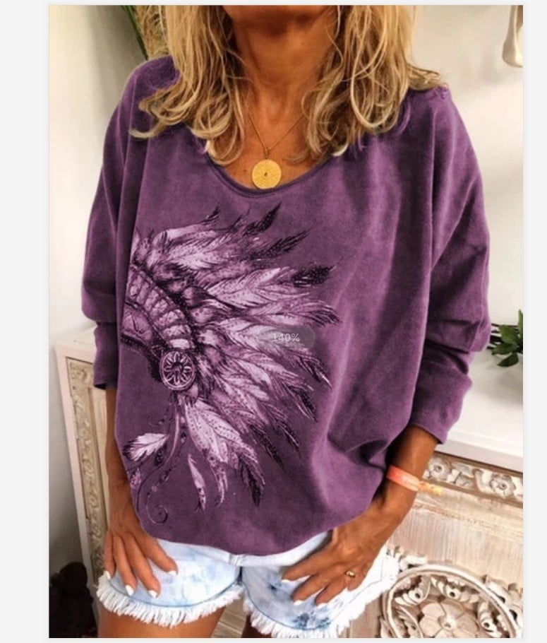 Printed Long Sleeve Crew Neck Shirt
