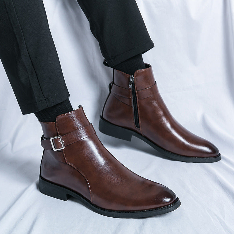 Men's British Style High-Top Leather Martin Boots