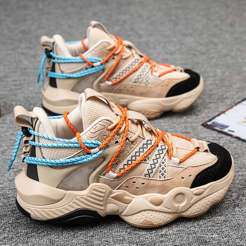 Trendy Color Block Thick Sole High-Top Men's Sneakers