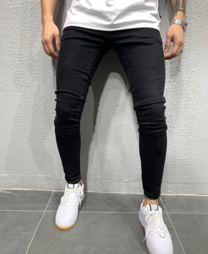 Men's Ripped Knee Zipper Slim Fit Jeans (Cross-Border)