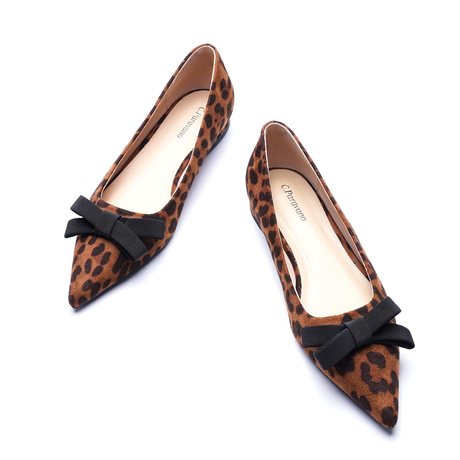 C.Paravano Womens Flats | Ballet Flats for Women | Pointed Toe Flats | Leopard Flats | Womens Pumps | Flat Shoes for Women | Slip on Shoes Ballet Flats (Size 5.5A1 Leopard)