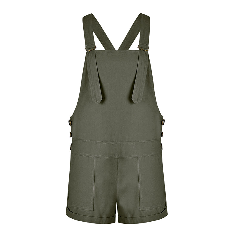 LIVA 2018 Women's Vintage Solid Color Jumpsuit Shorts