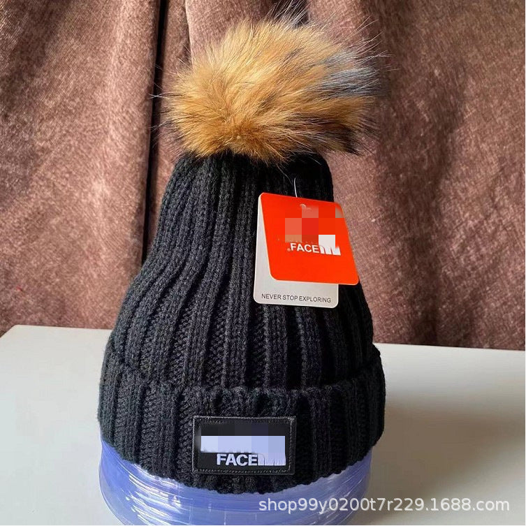 2023 New European Knit Beanie with Real Fur Pom-Pom