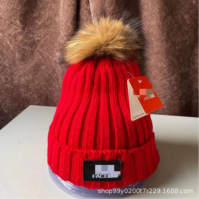 2023 New European Knit Beanie with Real Fur Pom-Pom