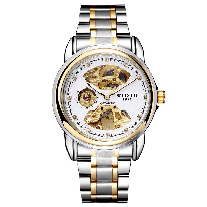 Mechanical Watch with Transparent Hollow Design