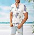 Men's Tropical Leaf Print Hawaiian Shirt for Summer