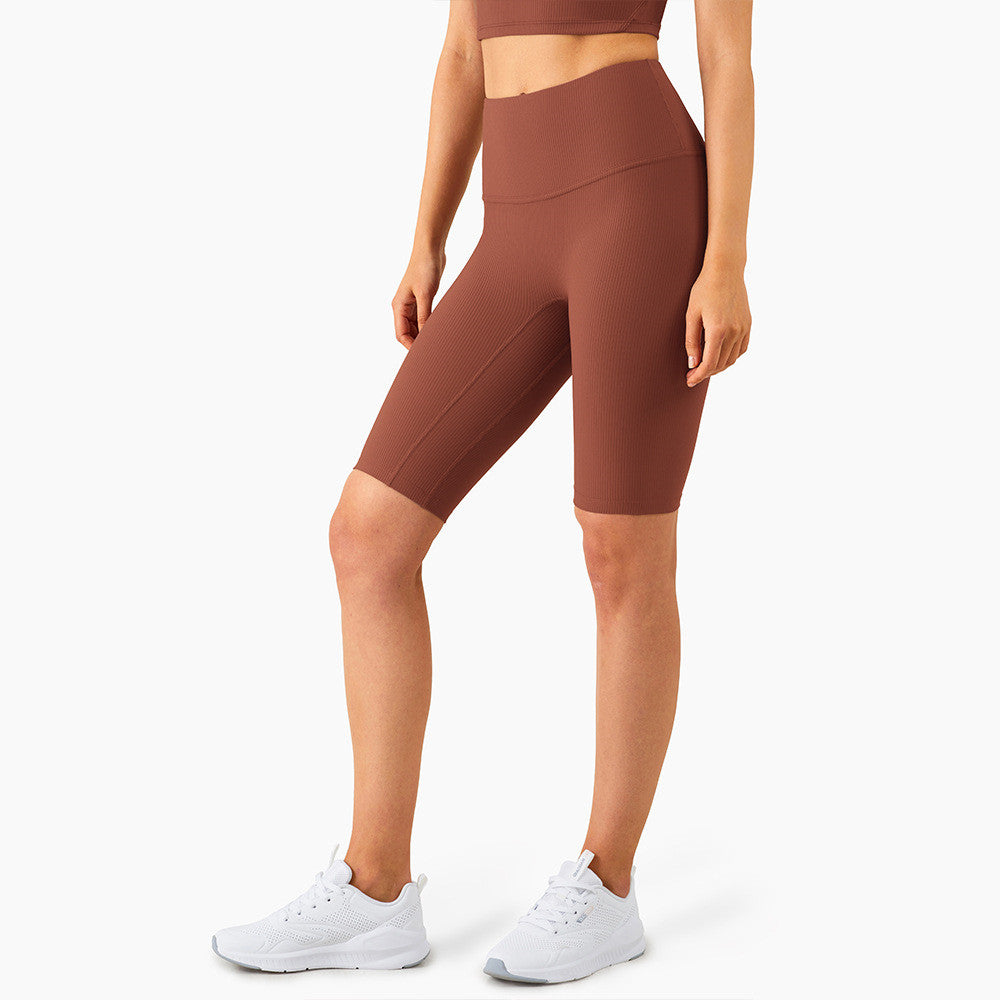 High Waist Peach Hip Yoga Shorts for Women