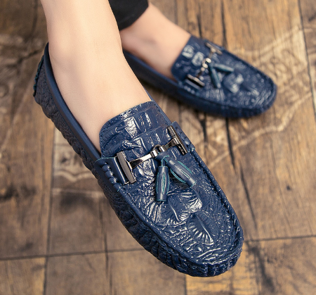 Crocodile Pattern Genuine Leather Casual Loafers