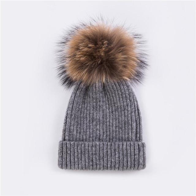Multicolor Wool Beanie with Pom-Pom