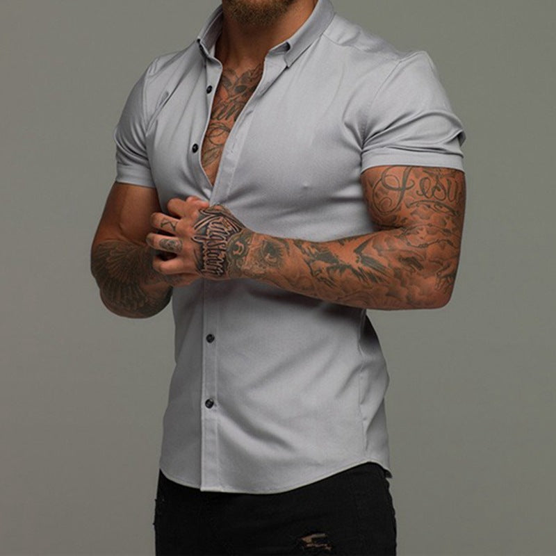 Men's Muscle Fit Short Sleeve Polo Shirt - Casual Stretch