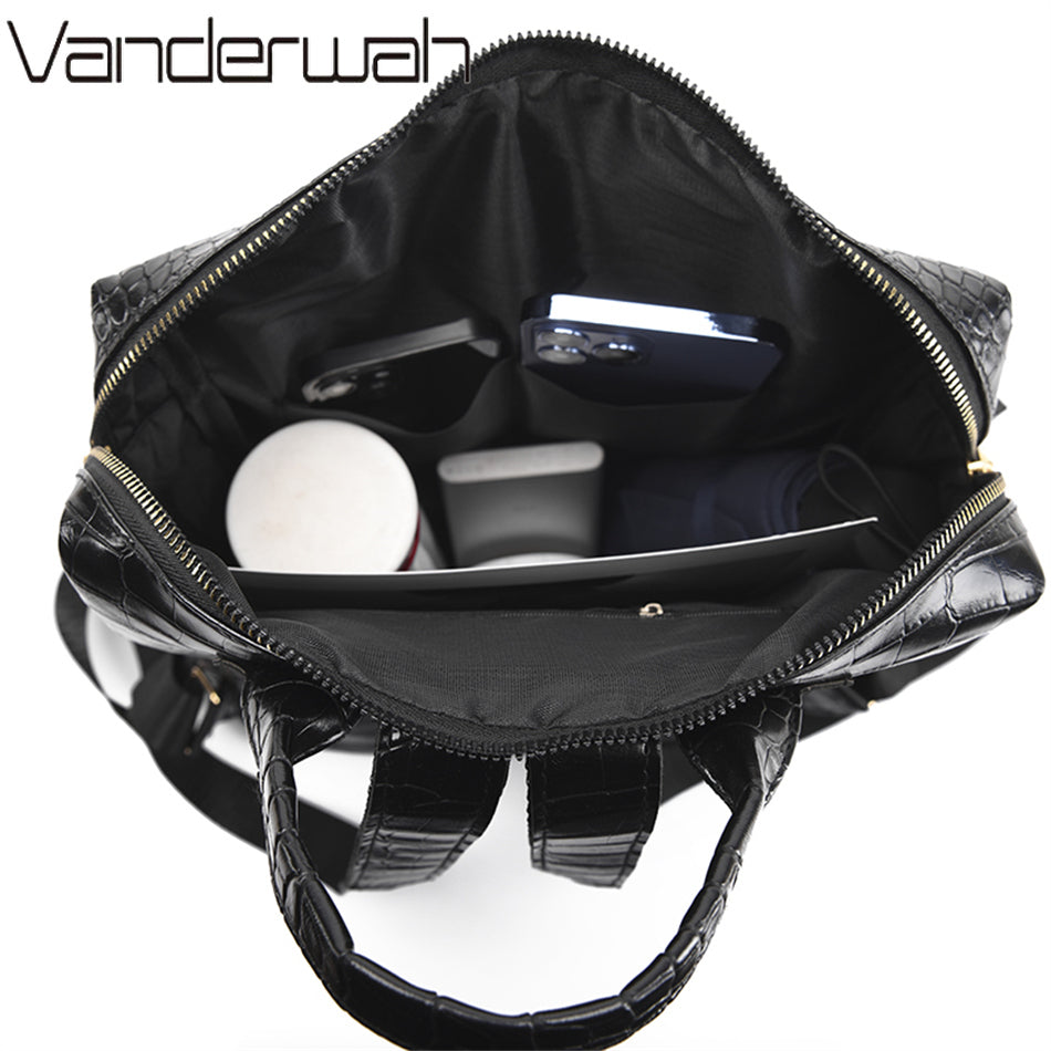 Crocodile Pattern Women's Large Capacity Travel Backpack