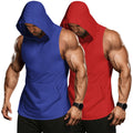 COOFANDY Mens 2 Pack Workout Hooded Tank Tops Bodybuilding Muscle Cut Off T Shirt Sleeveless Gym Hoodies