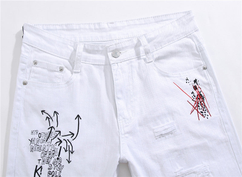 Vintage Style 3D Pattern Men's Jeans from Europe