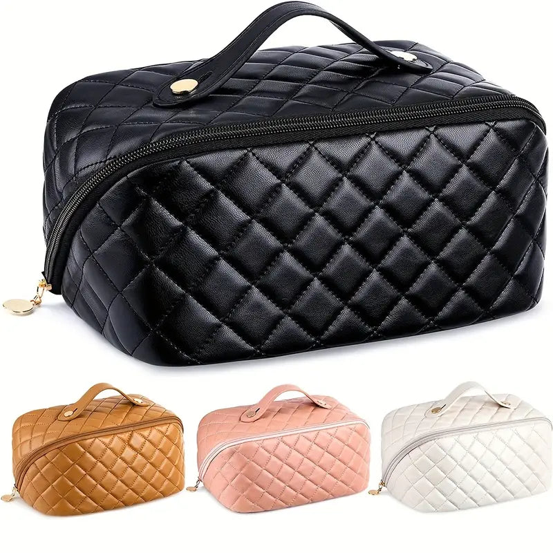 Large Capacity Portable PU Leather Travel Cosmetic Bag