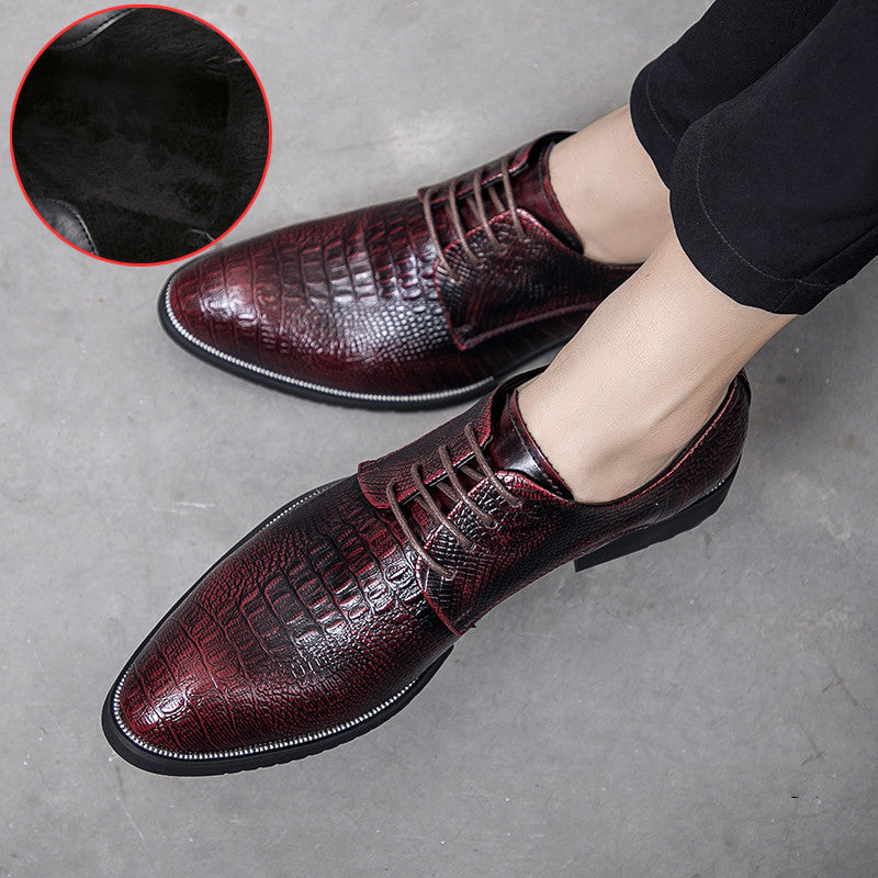 Men's Black Crocodile Pattern Dress Shoes (Business Style)