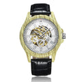 Wooden Case Automatic Mechanical Watch with Leather Strap