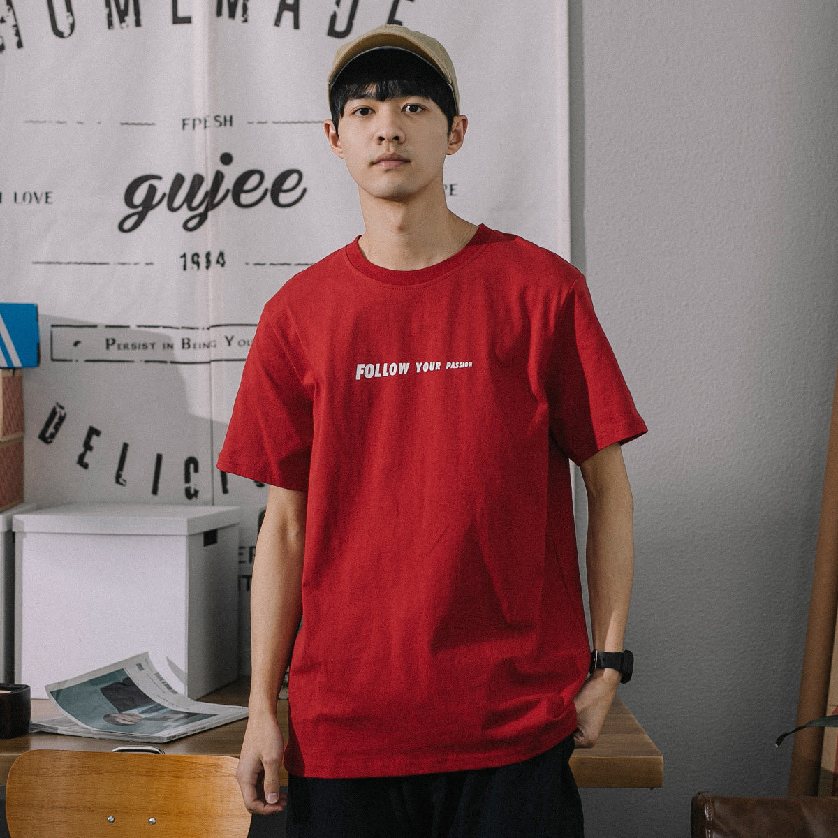 Men's Summer Cotton Crew Neck Printed T-Shirt
