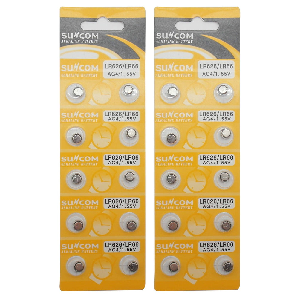 SUNCOM (20 pcs) AG4 Alkaline 1.5V Button Cell Battery Single Use LR626 LR66 SR626 V377 GP377 606 Watch Toys Remotes Cameras