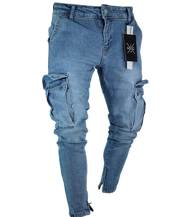 Ripped Skinny Jeans with Zipper Detail