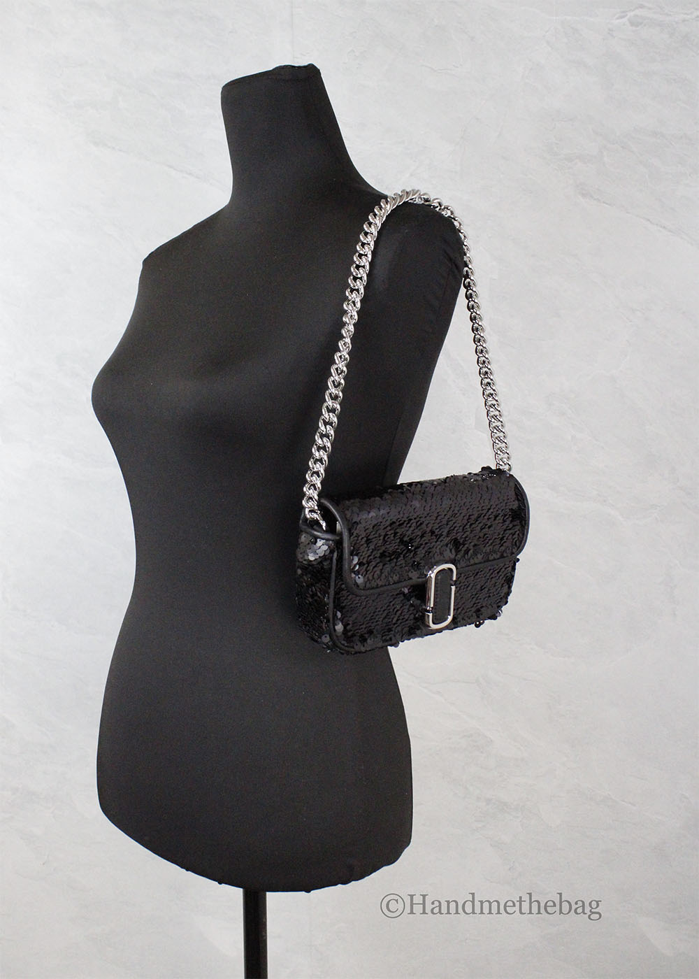 Marc Jacobs The Mini J Marc Shoulder Black Sequined Bag
