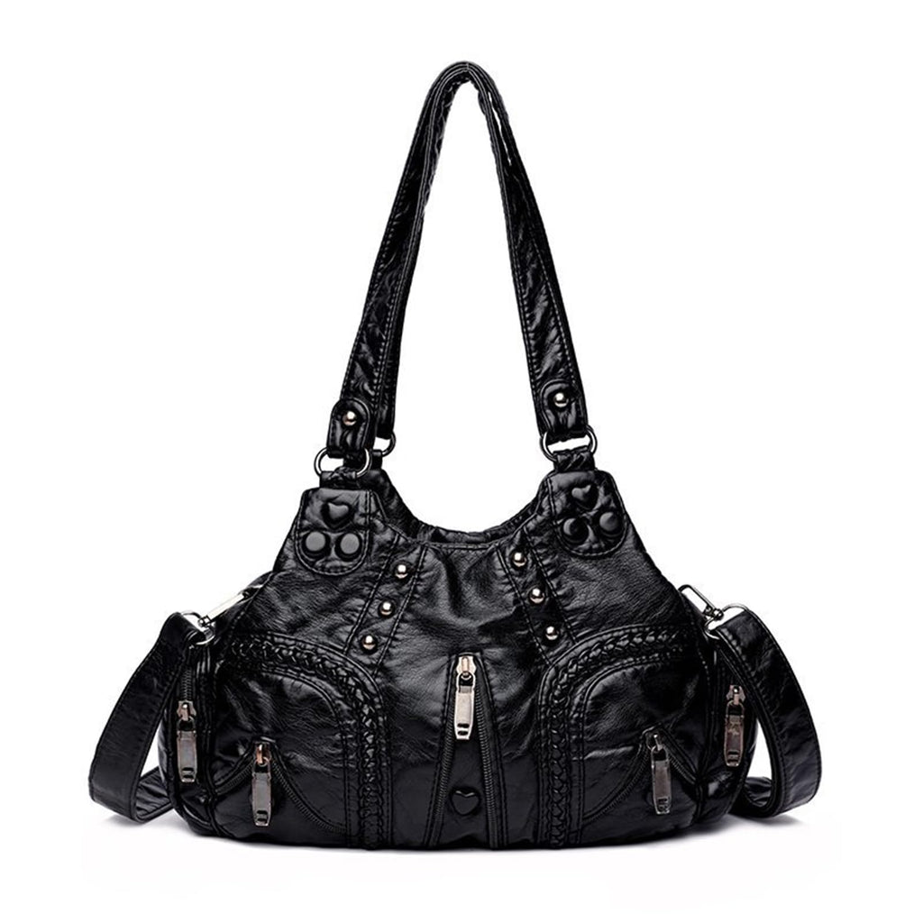 I IHAYNER Purses and Handbags for Women Hobo Tote Purse Soft PU Leather Satchel Shoulder Bag with Multi-Pocket Black