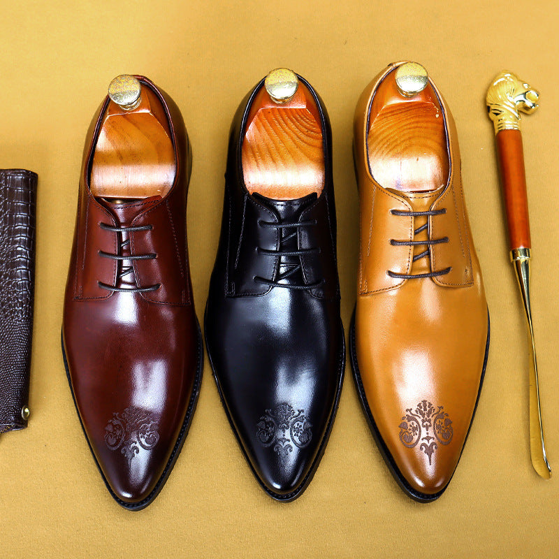 Men's Breathable Leather Pointed Formal Business Shoes