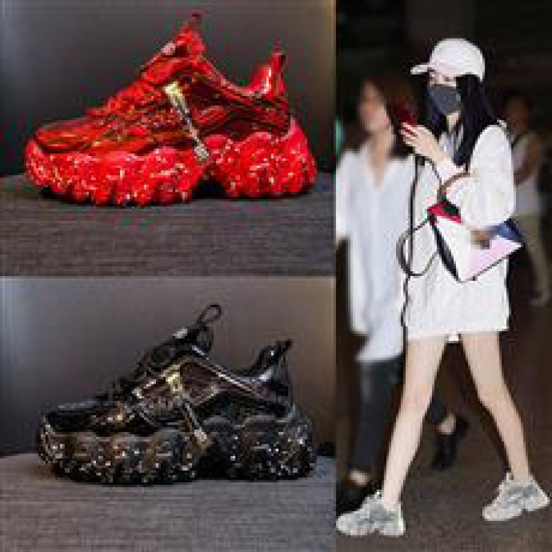 Women's Patent Leather Platform Dad Sneakers (New Style)