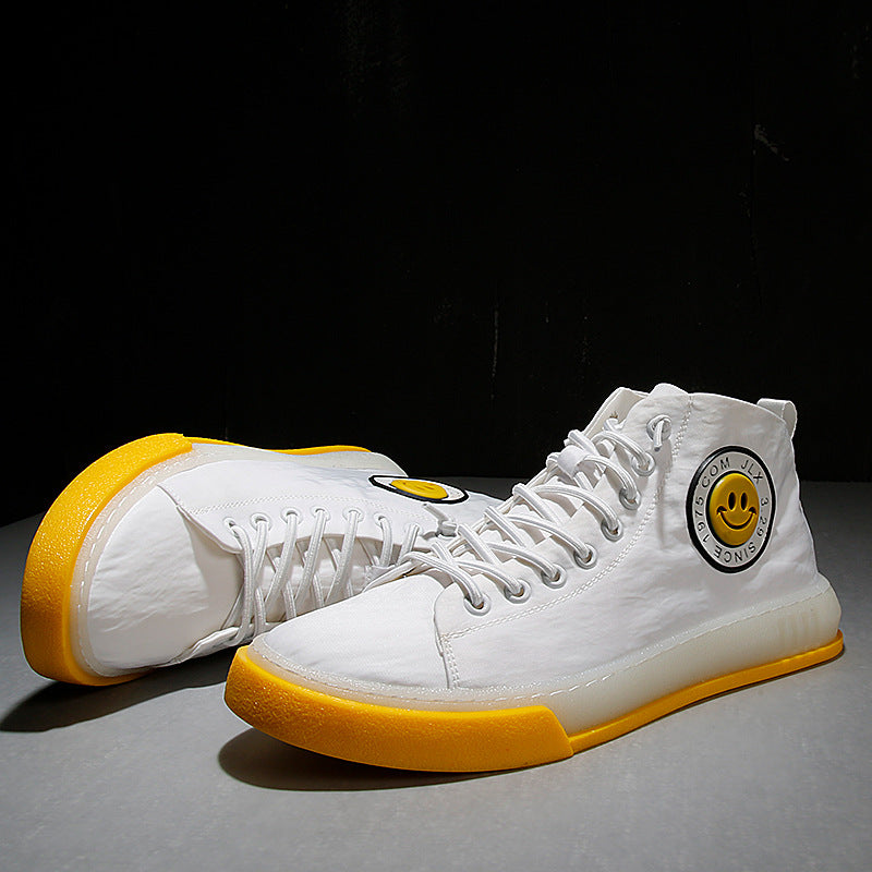 Men's Summer High-Top Canvas Sneakers, Breathable Style