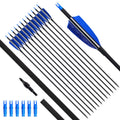 FENJANER Archery 31 Carbon Arrows Archery Target Practice Hunting Arrow with 4 Natural Turkey Feathers Spine 500 for Recurve Bow and Compound Bow (Pack of 12) (Blue)