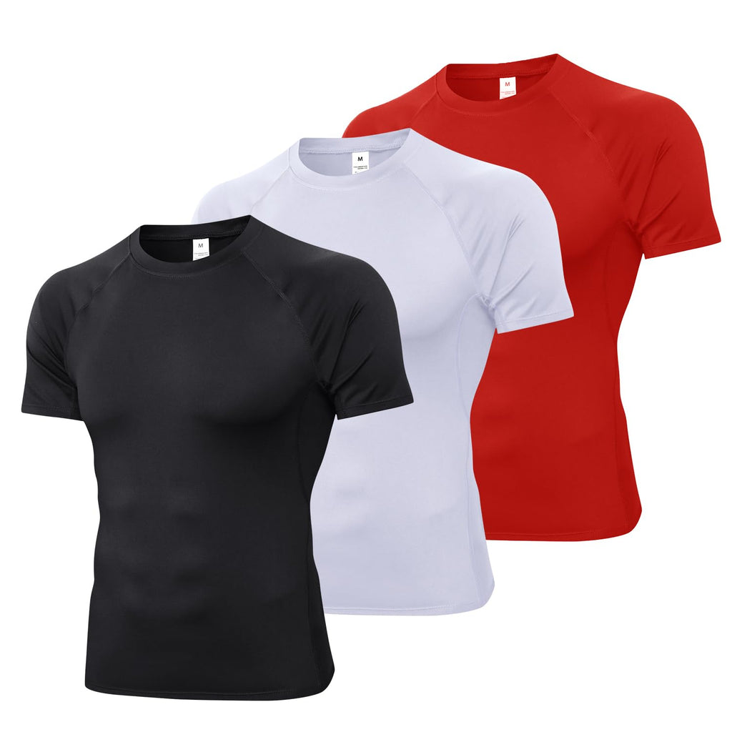 CARGFM Compression Shirt Men Short Sleeve T-Shirt Cool Dry Tops Baselayer Undershirts for Workout Athletic Running Gym Football Basketball