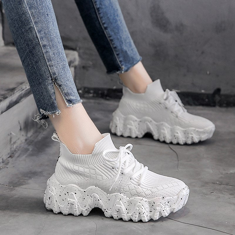 Red Women's Breathable Platform Sneakers (Casual & Stylish)