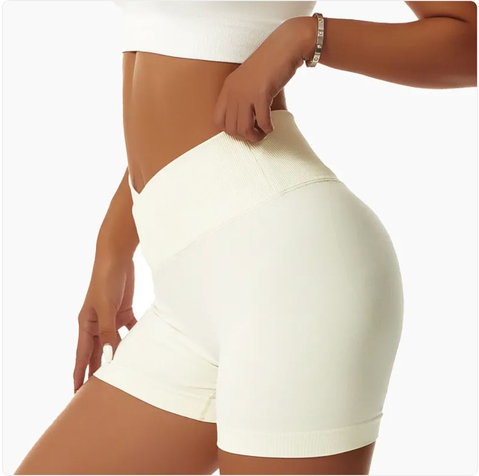 High-Waist Elastic Yoga Shorts with Peach-Lift Design