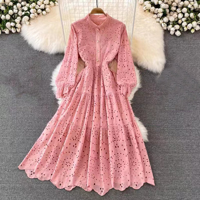 Bohemian Summer Dress with Embroidered Puff Sleeves