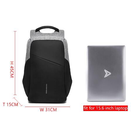 KAKA Men's USB Charging Backpack for 15.6" Laptops