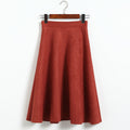 Suede Midi Skirt, High Waist Retro A-Line Women’s Skirt