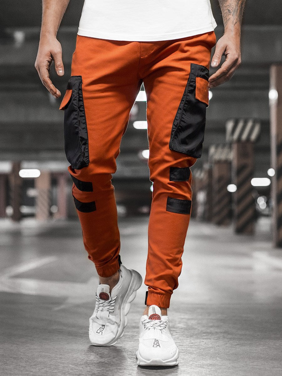 Straight Mid-Waist Casual Pants with Tapered Legs