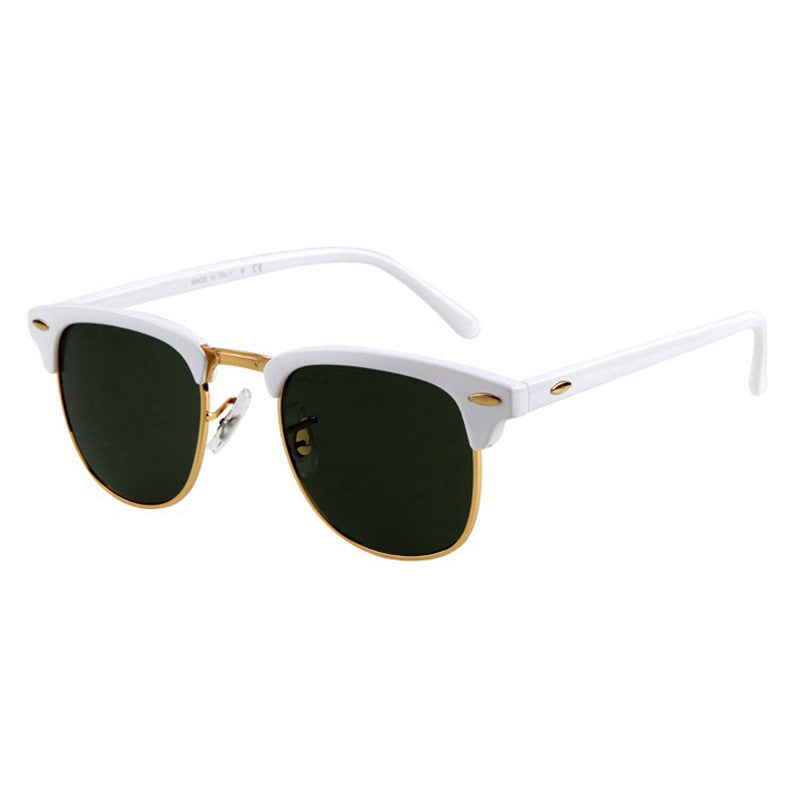 Retro Club Manager Sunglasses with Metal Half Frame